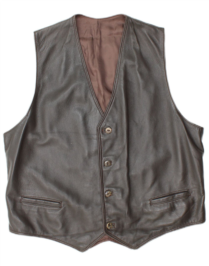 VINTAGE Herren Lederweste UK 38 Mittelgrau