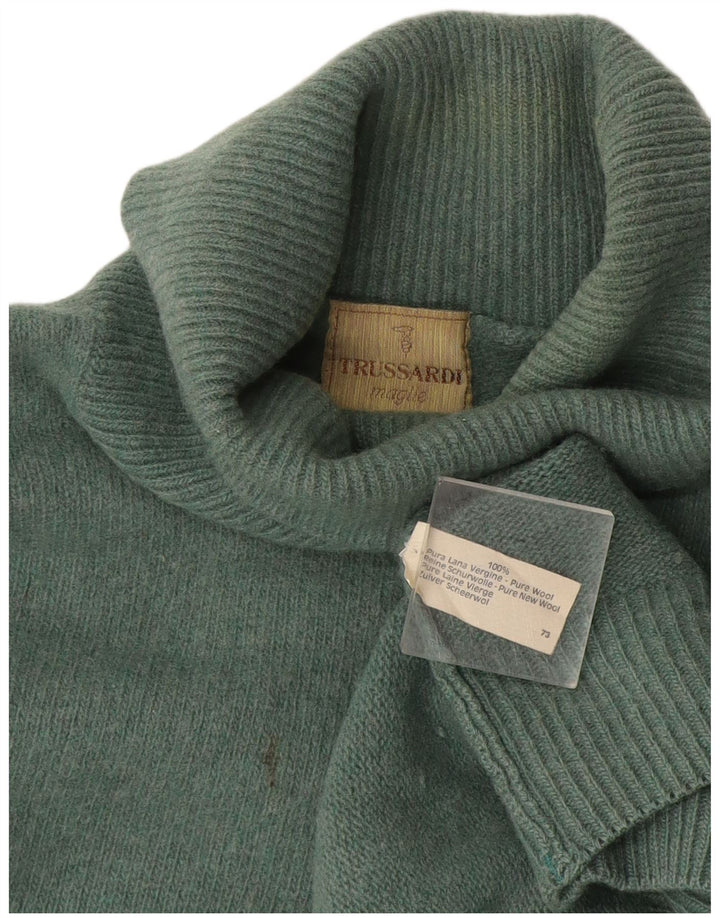 Trussardi Mens Roll Neck Jumper Sweater Medium Green Wool