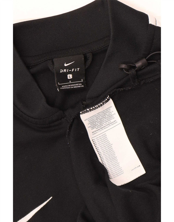 Nike Mens Dri Fit Tracksuit Top Jacket Large Black Colourblock Polyester