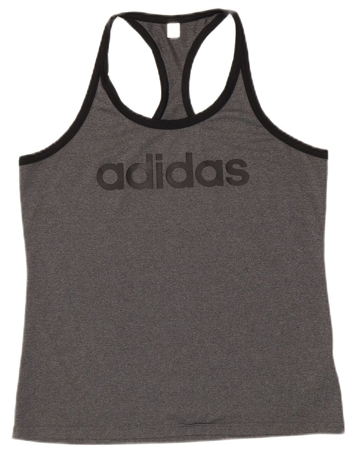 ADIDAS Damen Climalite Graphic Vest Top UK 12/14 Mittelgraues Polyester