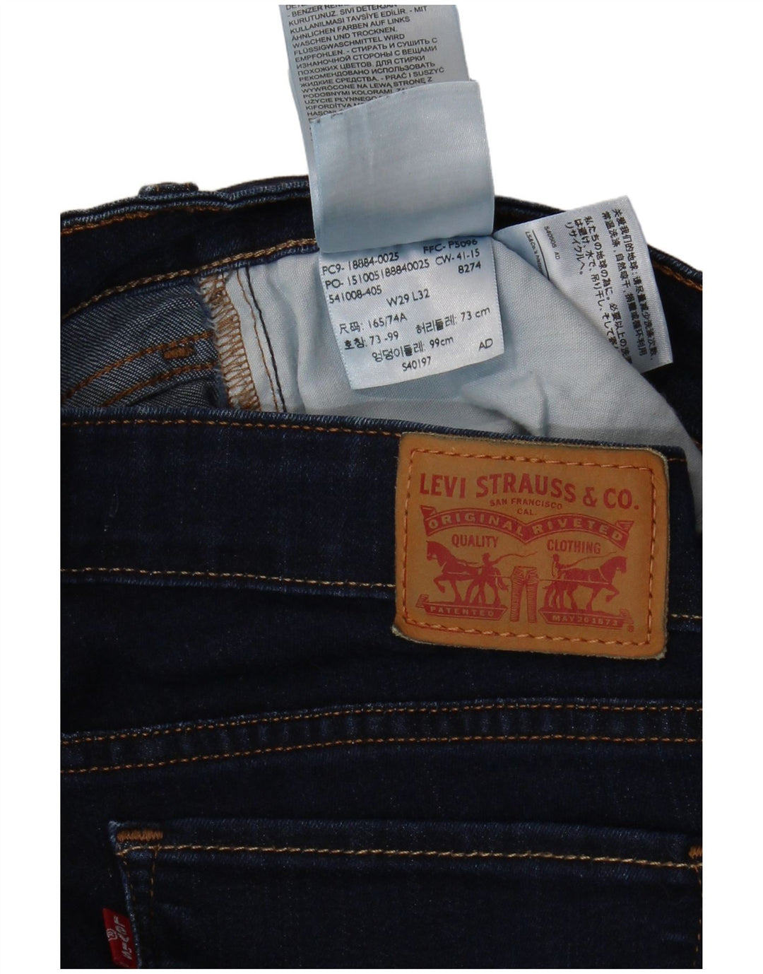 Levi's Womens 712 Slim Jeans W29 L32 Navy Blue Cotton