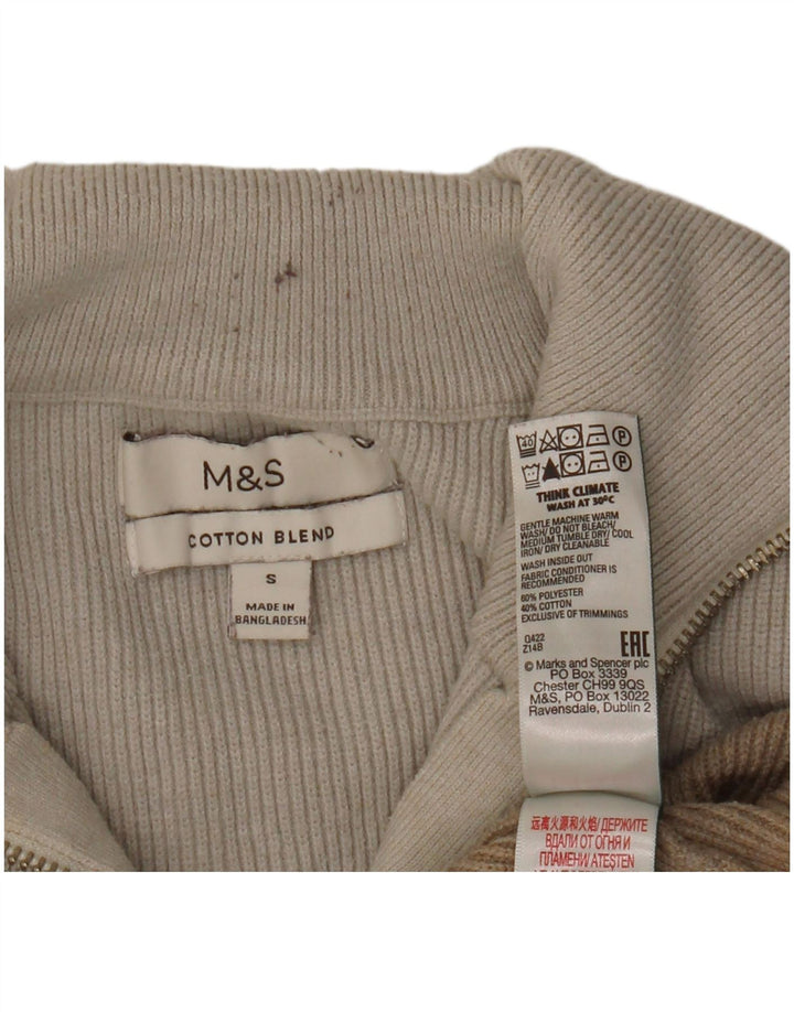 Marks & Spencer Womens Zip Neck Jumper Sweater UK 10 Small Grey Colourblock