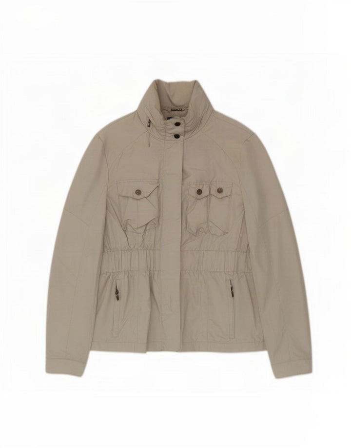 Zara Dame Hooded Utility Jacket UK 14 Large Beige Polyester