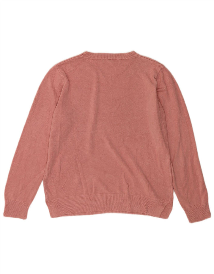 Marks & Spencer Womens Crew Neck Jumper Sweater UK 14 Medium Pink Acrylic