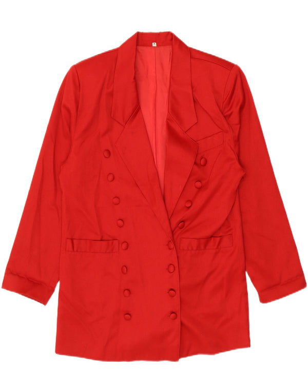 Vintage Dame Longline Double Breasted Blazer Jacket UK 14 Medium Red