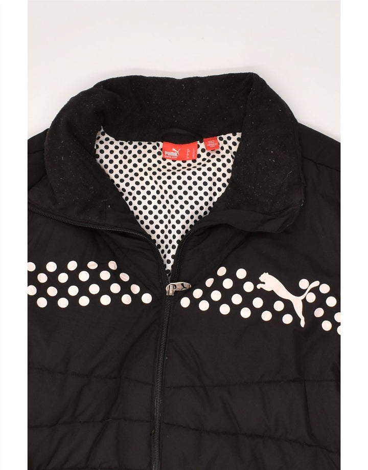 PUMA Womens Padded Jacket UK 16 Large Black Polyester | Vintage Puma | Thrift | Second-Hand Puma | Used Clothing | Messina Hembry 