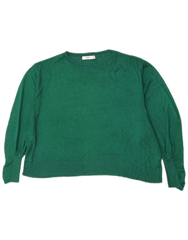 Maglione corto con scollo a barca e maniche a 3/4 Zara da donna UK 14 Verde medio