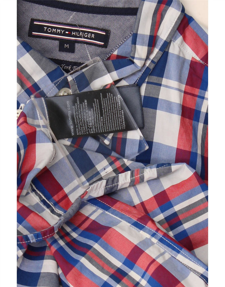 TOMMY HILFIGER Mens New York Fit Short Sleeve Shirt Medium Blue Check