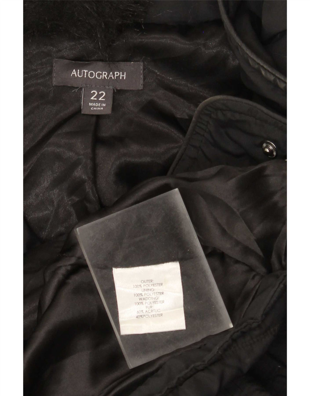Cappotto imbottito con cappuccio da donna Marks & Spencer UK 22 3XL poliestere nero