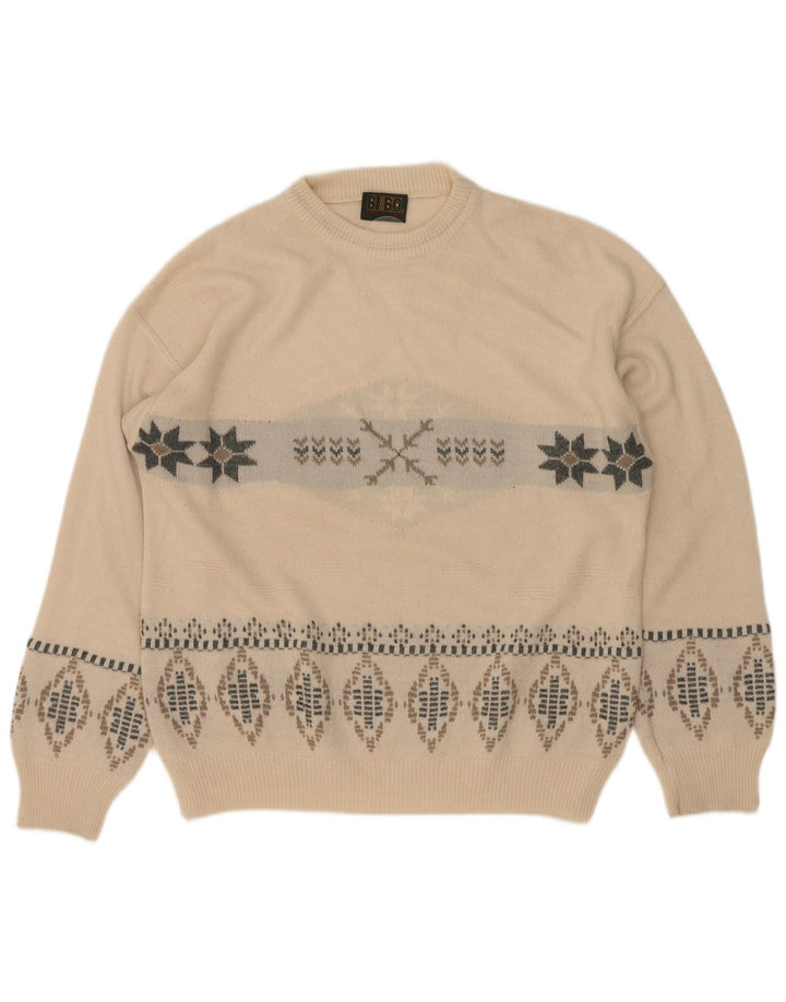 Bibo Uomo Maglione Girocollo Maglione Grande Bianco Fair Isle