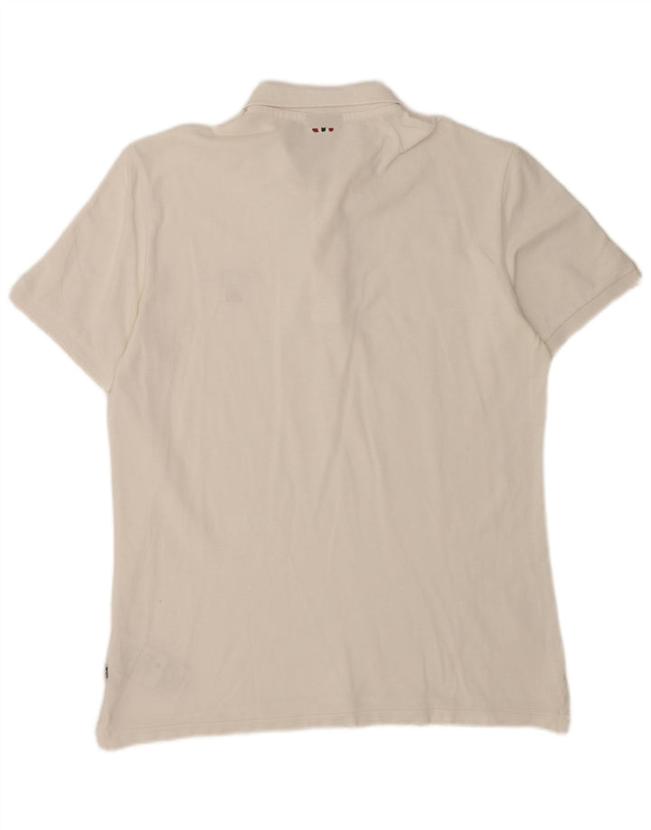 Napapijri Mens Polo Shirt Large White Cotton