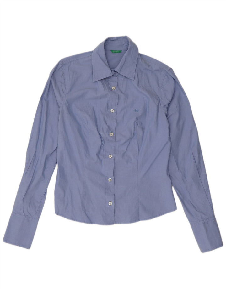 Benetton Womens Shirt UK 10 Small Blue Cotton