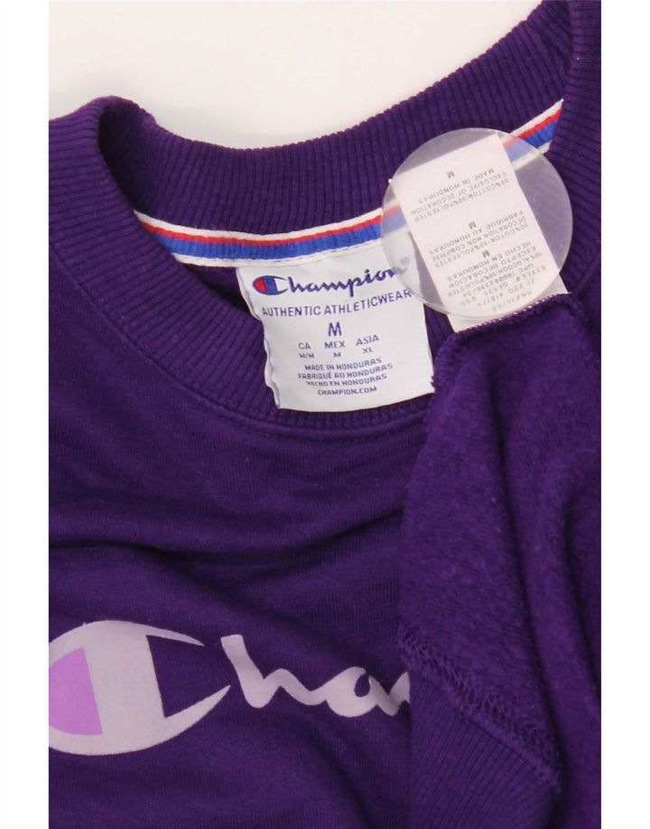 Champion Dame Sweatshirt Jumper UK 14 Medium Lilla Bomuld