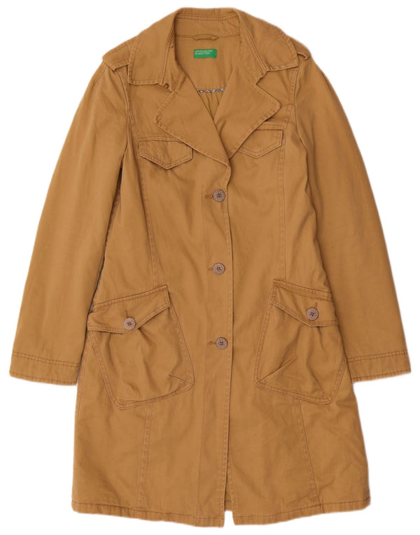 Benetton Womens Trench Coat UK 8 Small Beige Bomuld