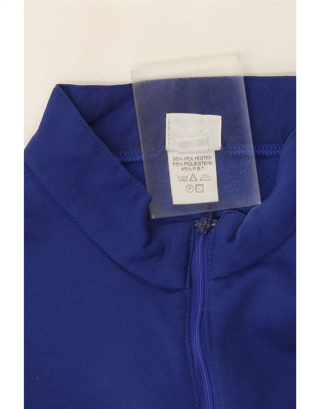 Felpa Asics da uomo con zip e collo, maglione, blu medio, in poliestere color block