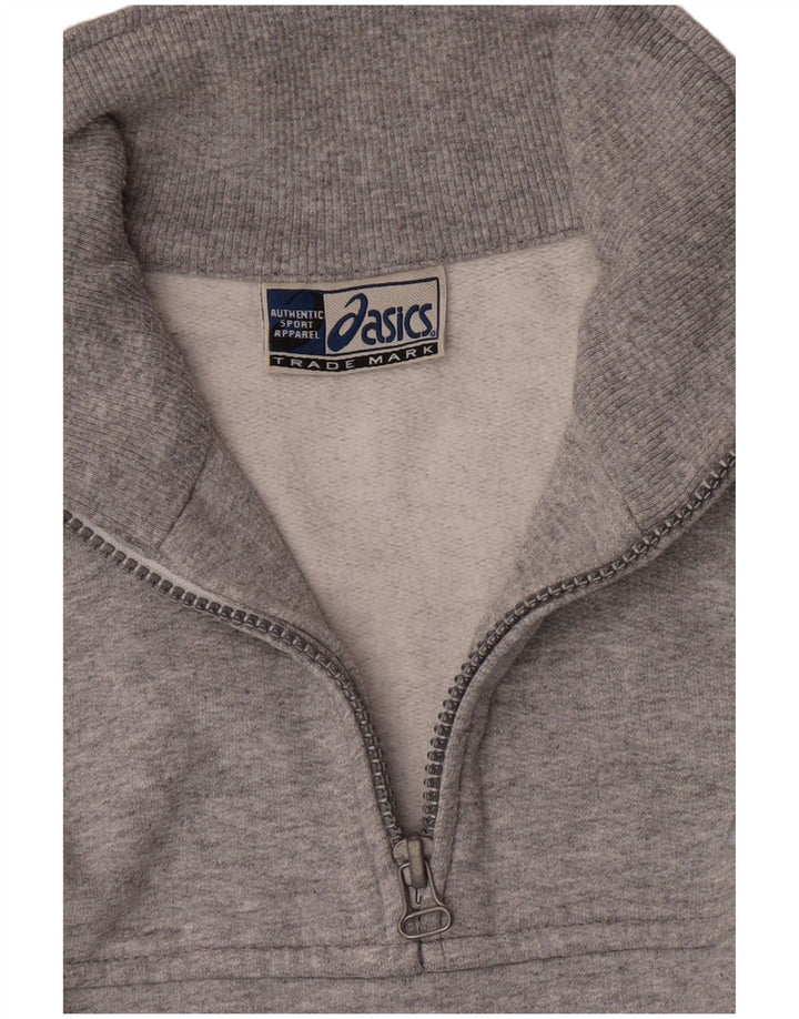 Asics Mens Zip Neck Sweatshirt Jumper Large Grey Cotton