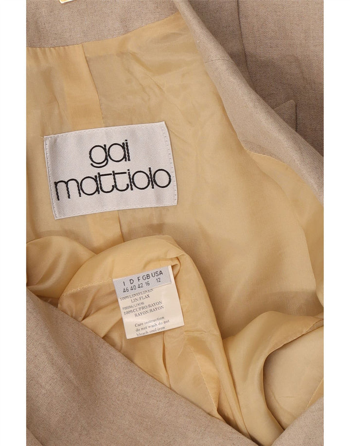 Gai Mattiolo Womens 1 Button Blazer Jacket UK 16 Large Beige Linen