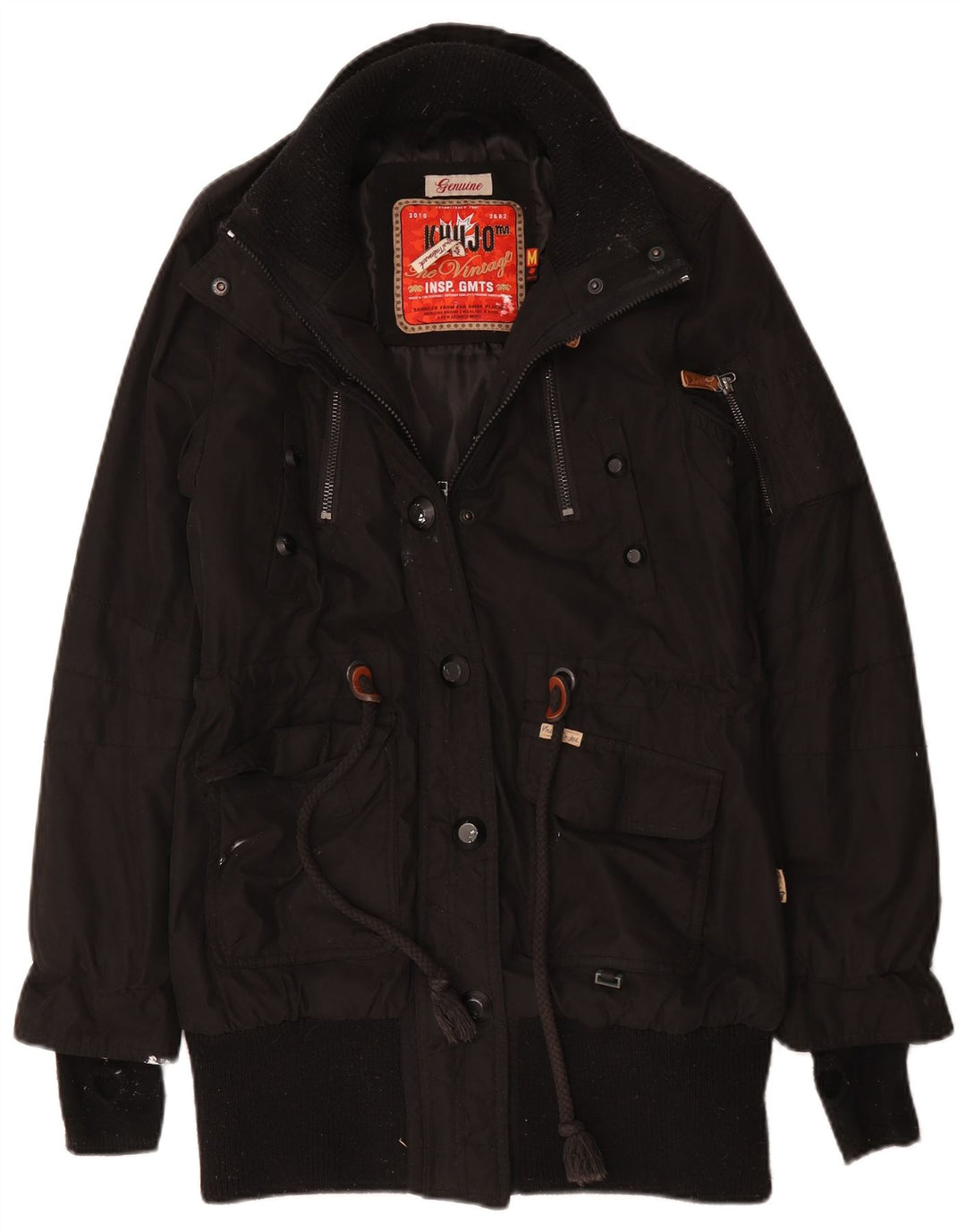 KHUJO Womens Parka Jacket UK 14 Medium Black Polyester