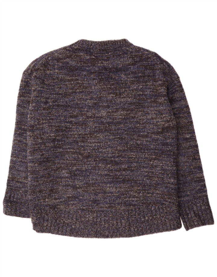 Zara Womens Crew Neck Jumper Sweater UK 14 Medium Navy Blue Flecked
