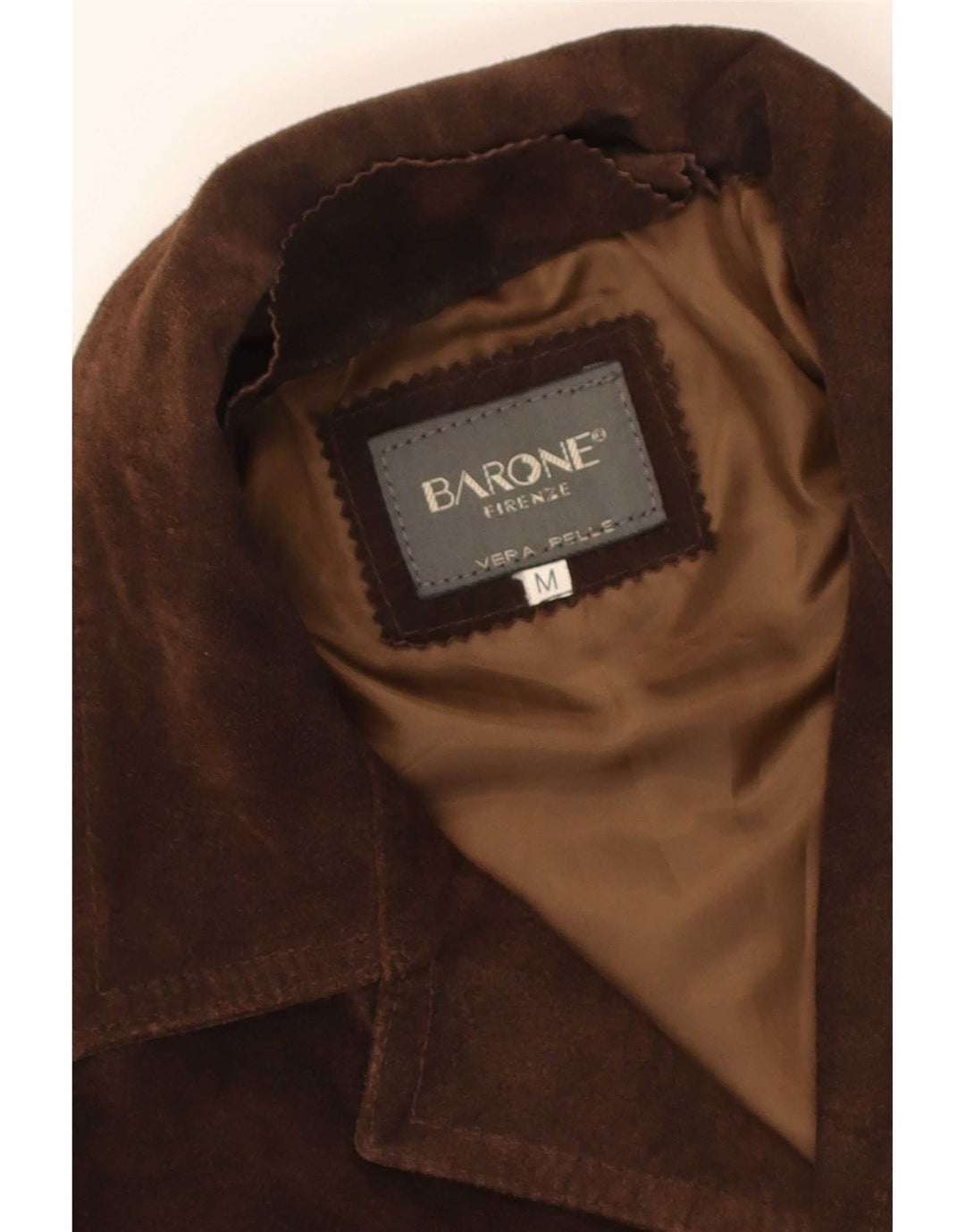 Barone Mens Suede Jacket UK 38 Medium Brown Leather
