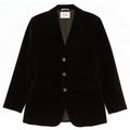 Jaqueta blazer feminina vintage de veludo com 3 botões Reino Unido 14 médio preto