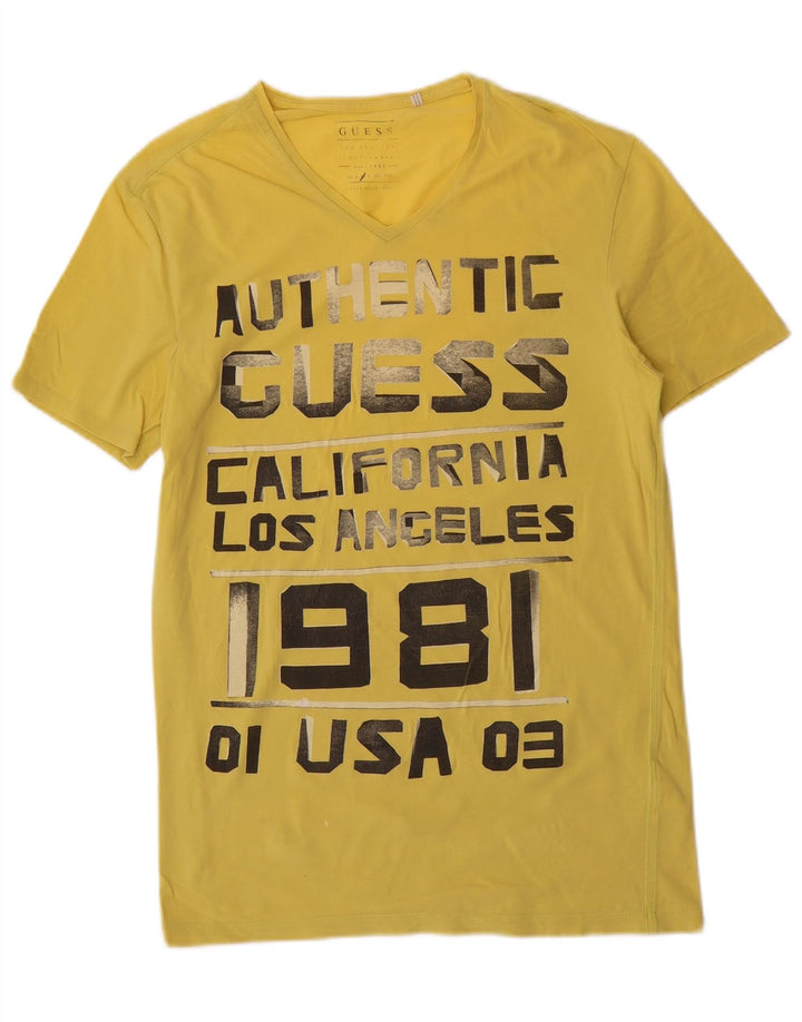 Guess Herren Grafik-T-Shirt-Oberteil Mittelgelb