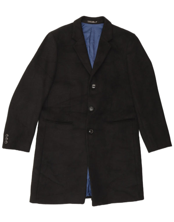 Marks & Spencer Mens Regular Fit Overcoat UK 40 Large Black Classic