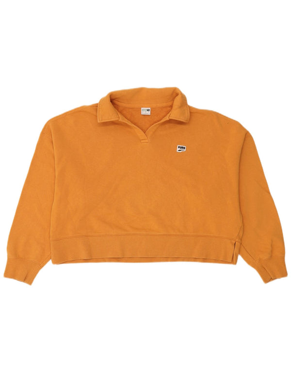 Puma Damen-Sweatshirt mit übergroßem Crop-Polo-Ausschnitt, Gr. 40, Größe L, Gelb