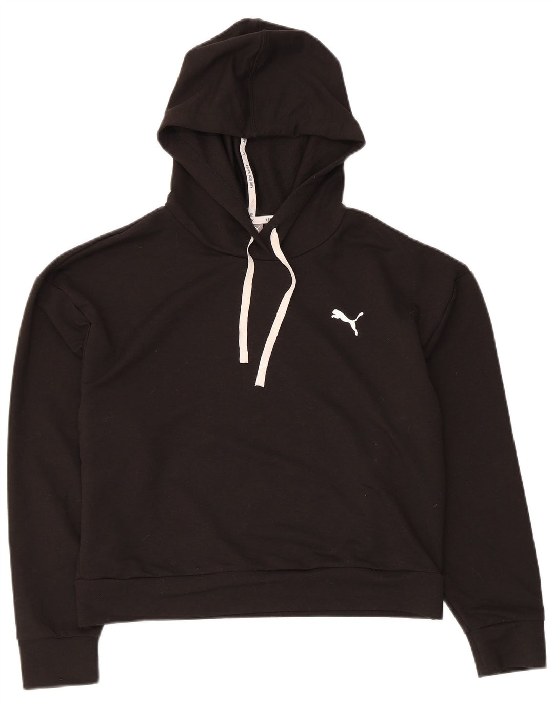PUMA Womens Crop Oversized Hoodie Jumper UK 10 Small Black Polyester