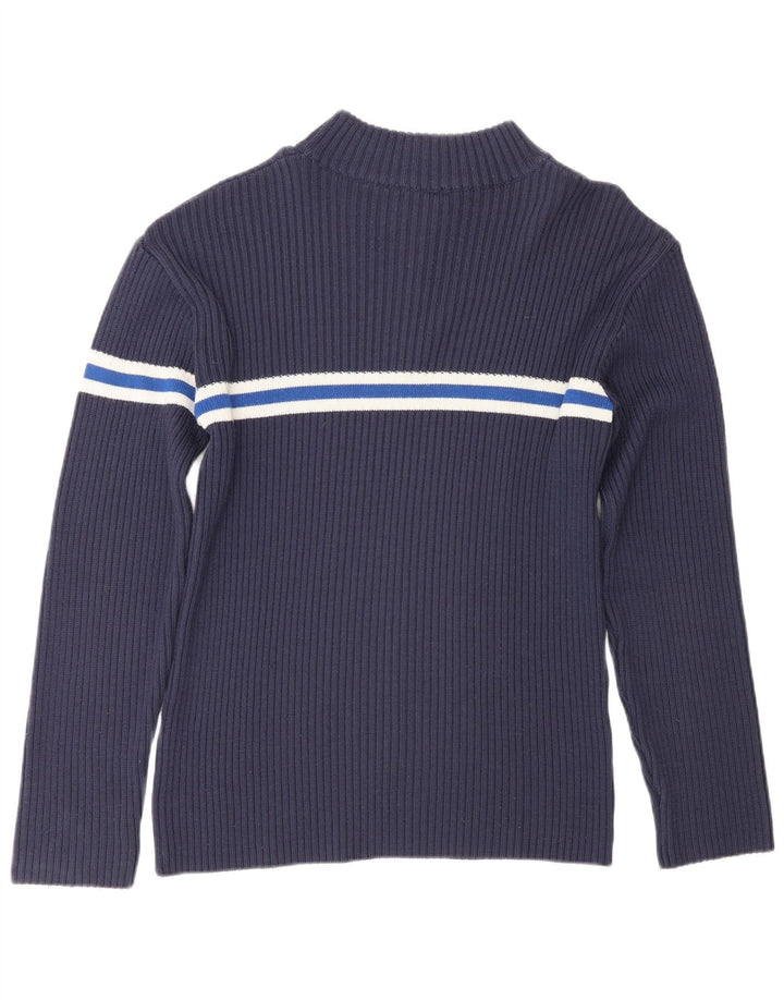 Fila Mens Zip Neck Jumper Sweater IT 50 Medium Navy Blue Striped