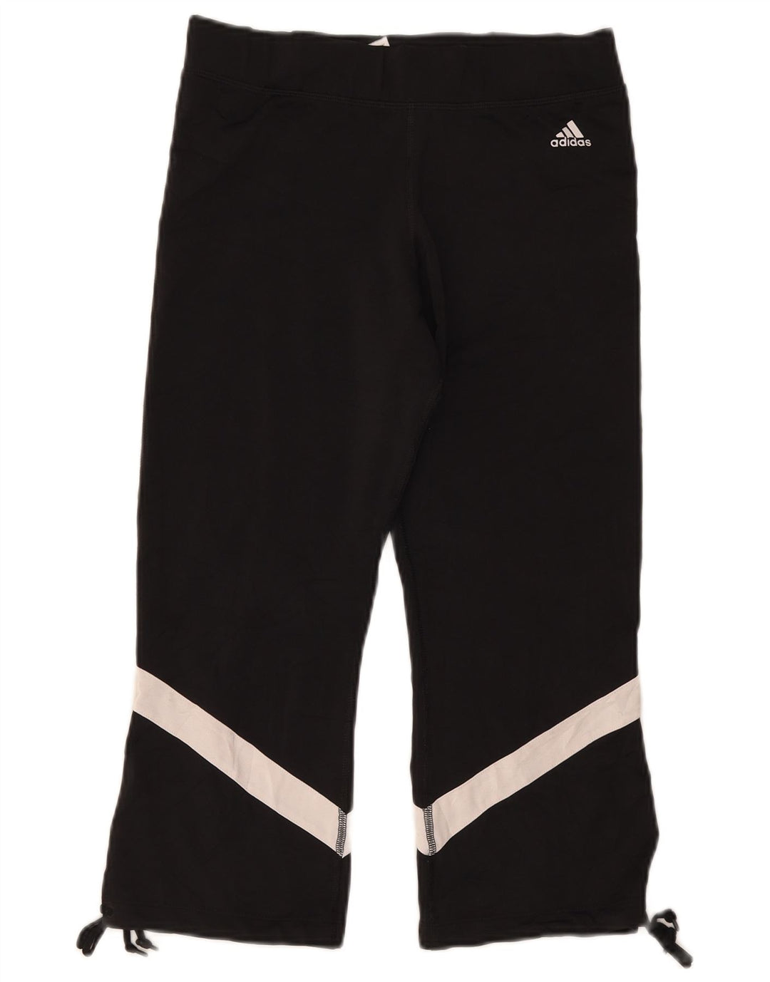Adidas Dame Capri Leggings UK 14 Large Black Colourblock Polyester