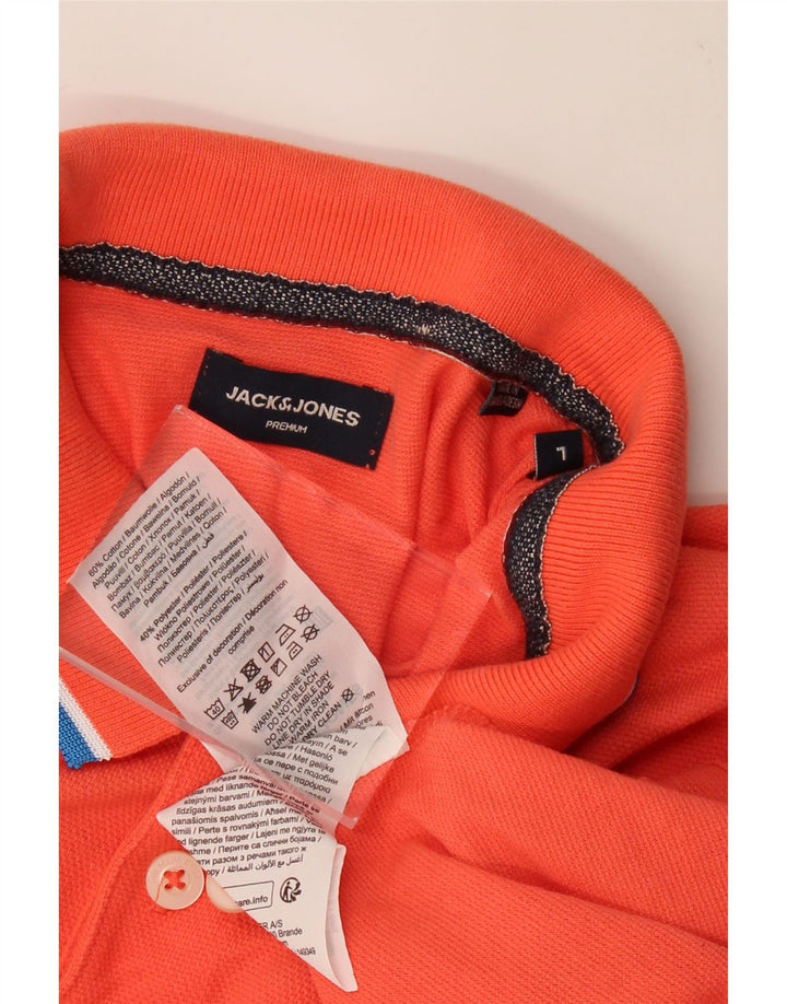 JACK & JONES Mens Polo Shirt Large Orange Cotton