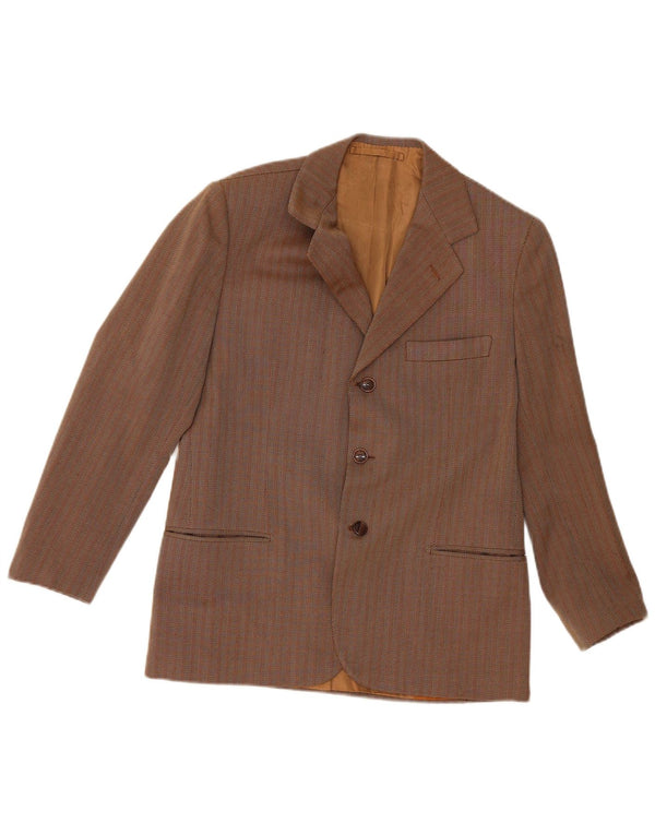 Vintage Mens 3 Button Blazer Jacket UK 36 Small Brown Striped Classic