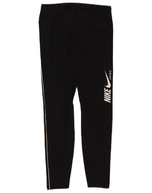 Nike Dame Dri Fit Graphic Crop Leggings UK 12 Medium Black Polyester