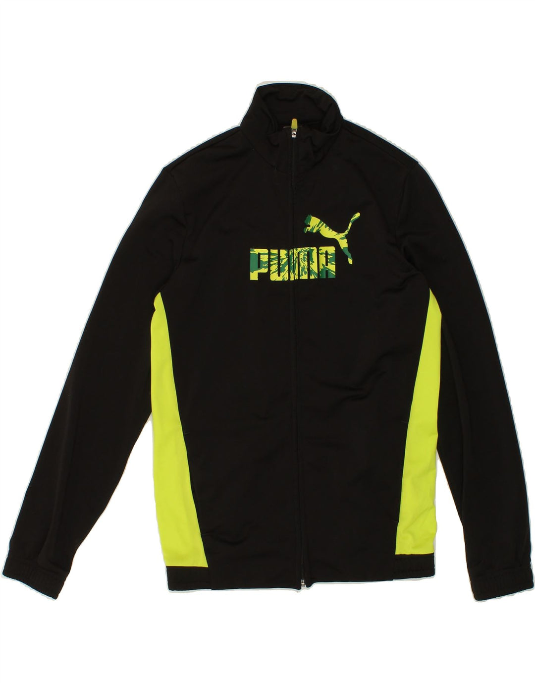 PUMA Boys Graphic Tracksuit Top Jacket 13-14 Years Black Colourblock Vintage Puma and Second-Hand Puma from Messina Hembry 