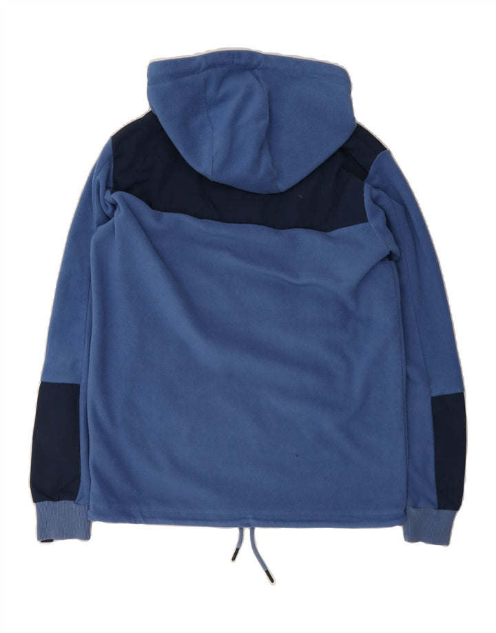 ELLESSE Mens Graphic Hooded Fleece Jumper Small Blue Colourblock Polyester Vintage Ellesse and Second-Hand Ellesse from Messina Hembry 