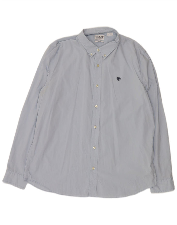 TIMBERLAND Mens Slim Fit Shirt 2XL Blue Cotton