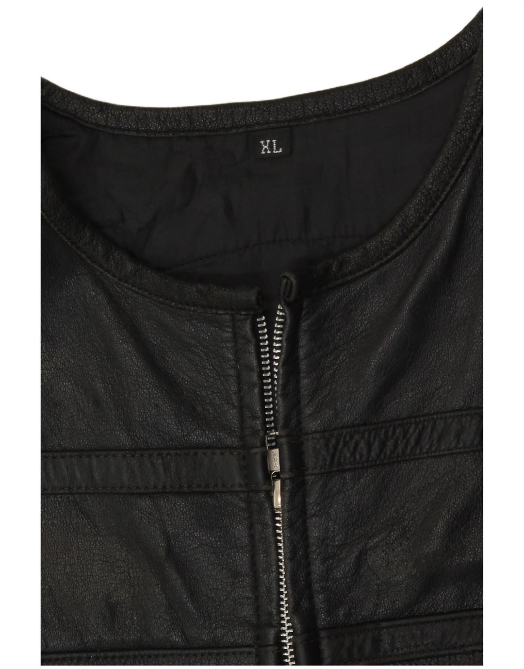 VINTAGE Womens Leather Gilet UK 18 XL Black