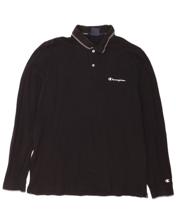Champion Mens Long Sleeve Polo Shirt 2XL Black Cotton