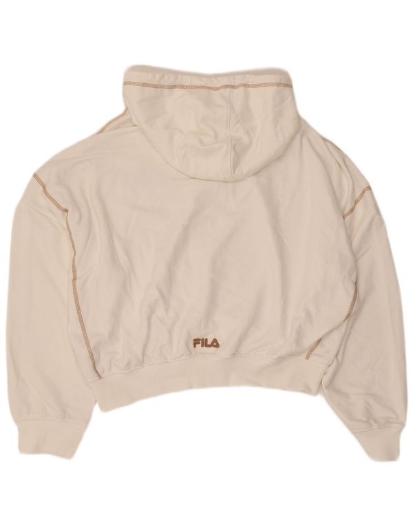 Fila Womens Crop Oversized hættetrøje Jumper UK 16 Stor hvid bomuld