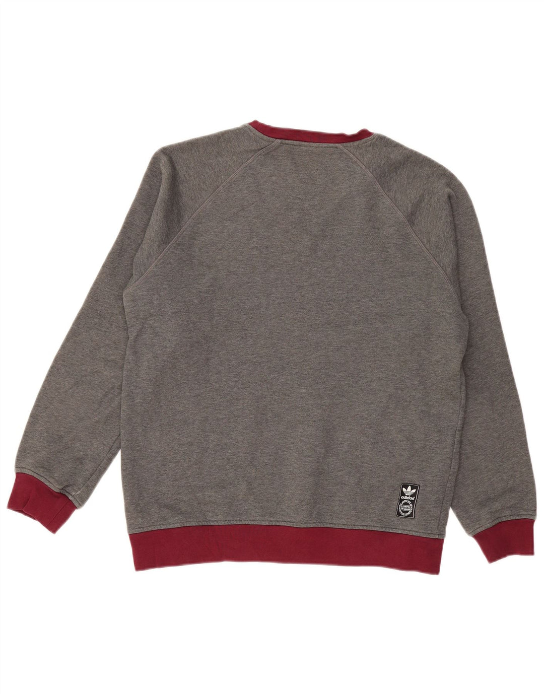 Adidas Mens Sweatshirt Jumper Medium Grey Colourblock Cotton