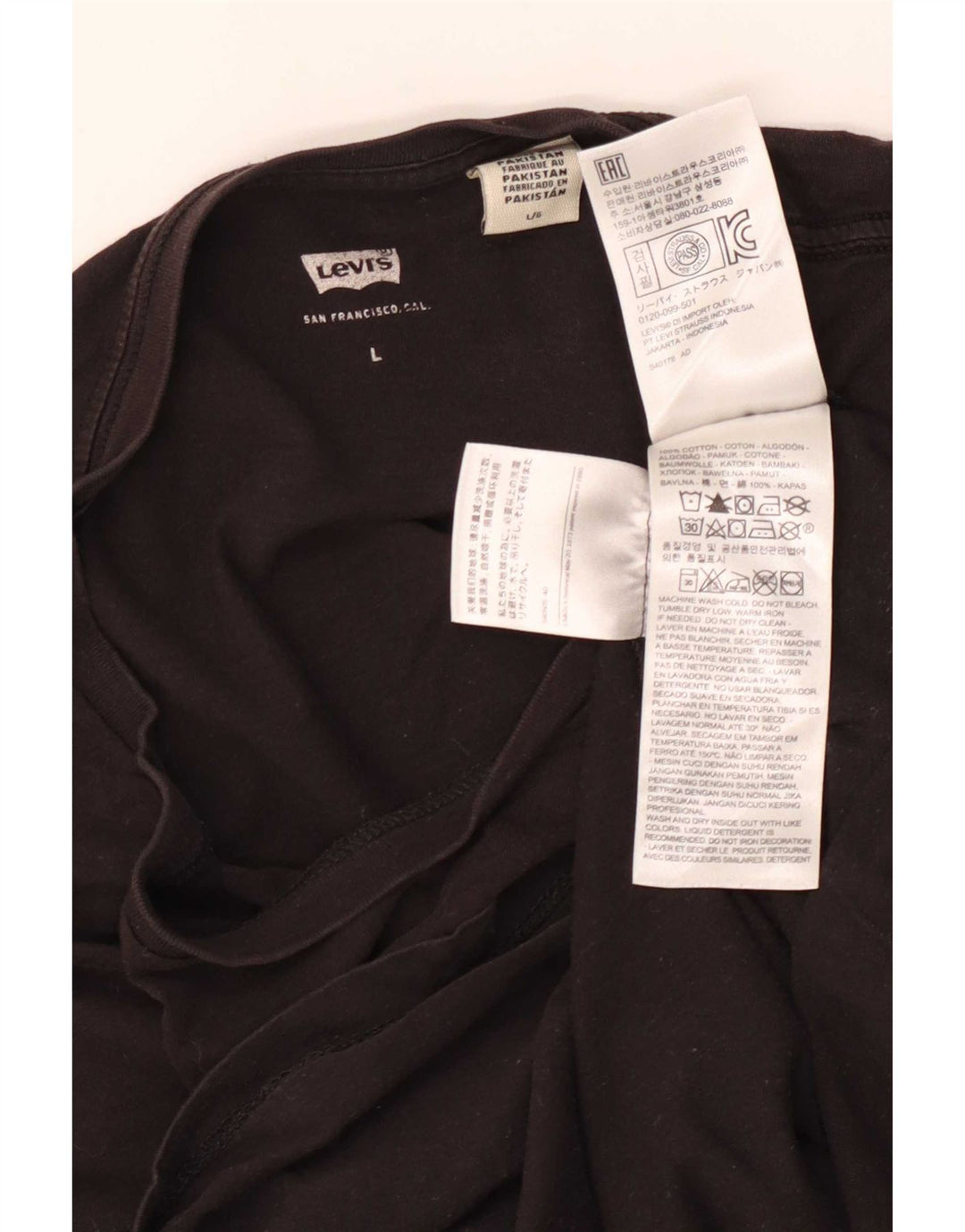 Levi's Womens Graphic T-Shirt Top UK 14 Large Black