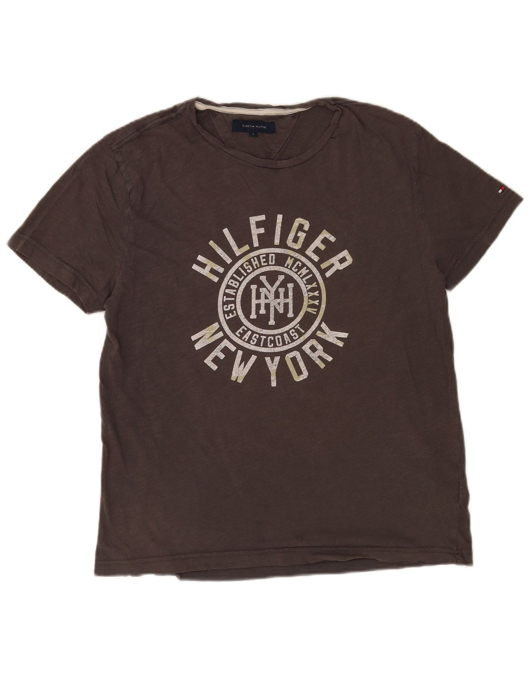 Tommy Hilfiger Mens Graphic T-Shirt Top Large Grey Cotton