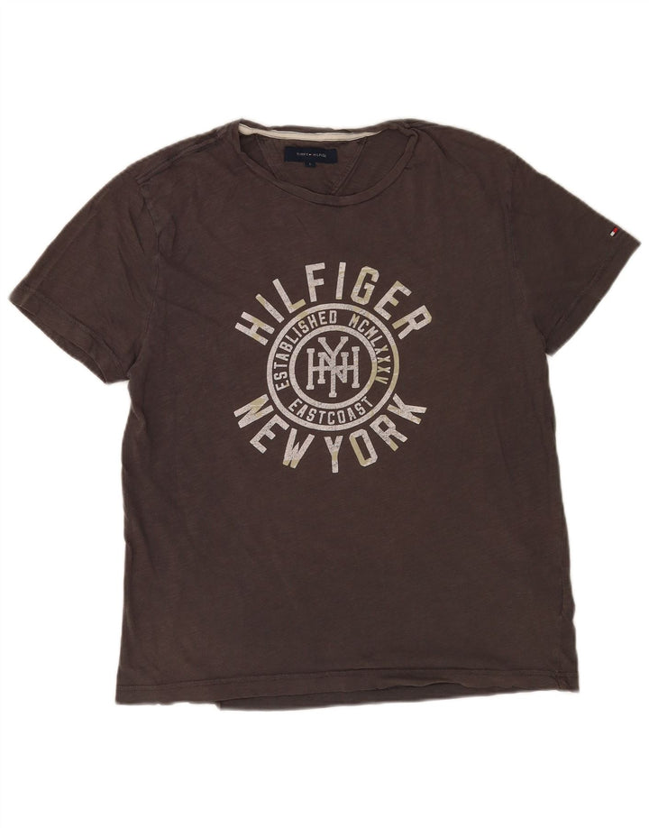 Tommy Hilfiger Mens Graphic T-Shirt Top Large Grey Cotton