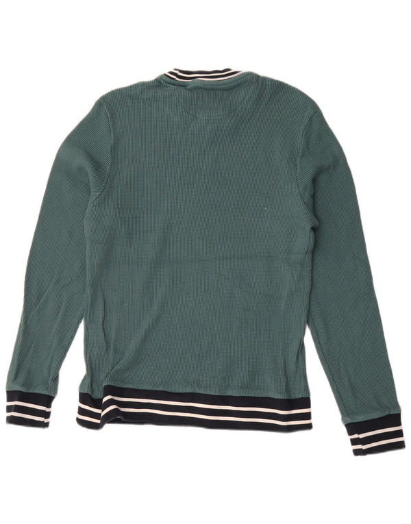 Felpa da uomo Farah Maglione in cotone a righe verde medio