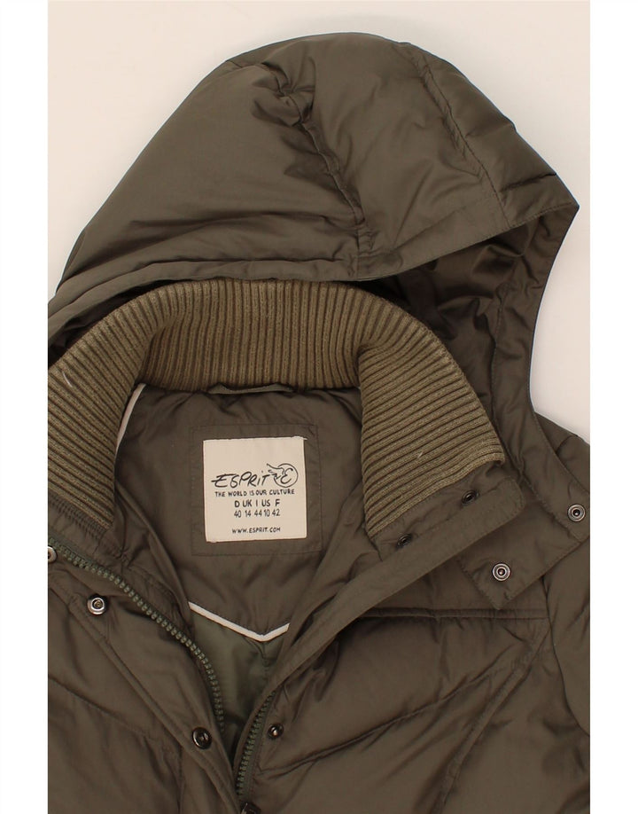 ESPRIT Womens Hooded Padded Jacket UK 14 Medium  Grey Polyester Vintage Esprit and Second-Hand Esprit from Messina Hembry 