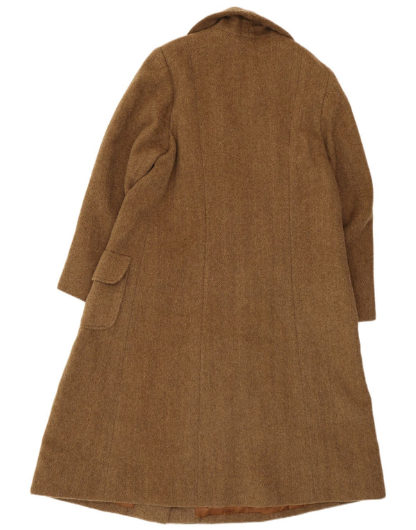 Vintage mujer abrigo de doble pecho Reino Unido 14 gran espiga beige