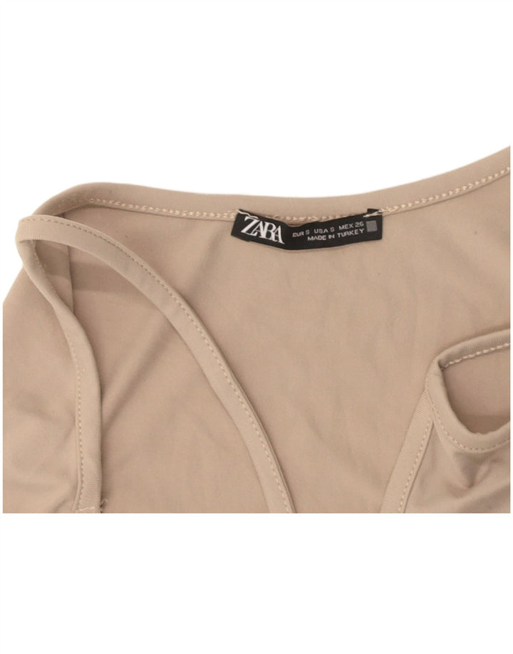 ZARA Womens Cami Top UK 8 Small Beige