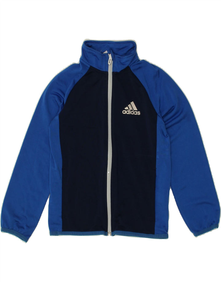 ADIDAS Boys Tracksuit Top Jacket 7-8 Years Blue Colourblock Polyester Vintage Adidas and Second-Hand Adidas from Messina Hembry 