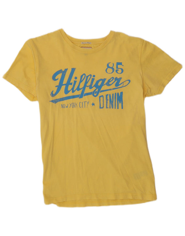 Tommy Hilfiger Mens Graphic T-Shirt Top Large Yellow Cotton